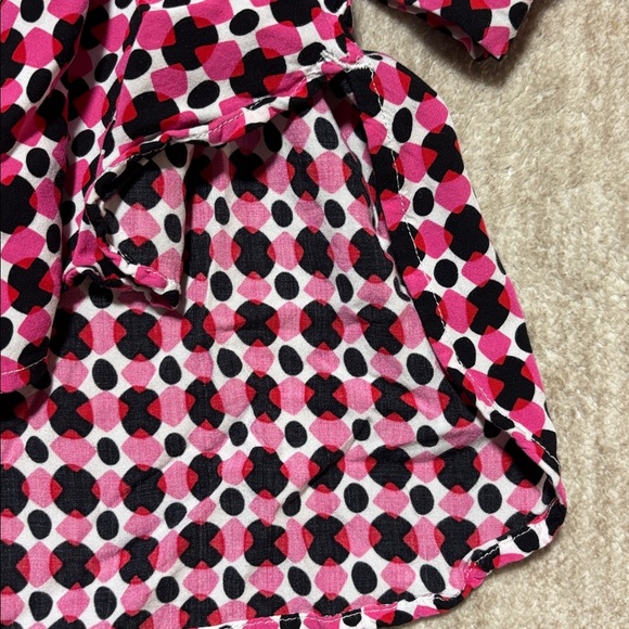 3x mandarin v neck top pink red black white Crown & Ivy long sleeve - Picture 4 of 7